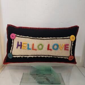 Multicolored Wool pillow embellished with buttons 15x8x3